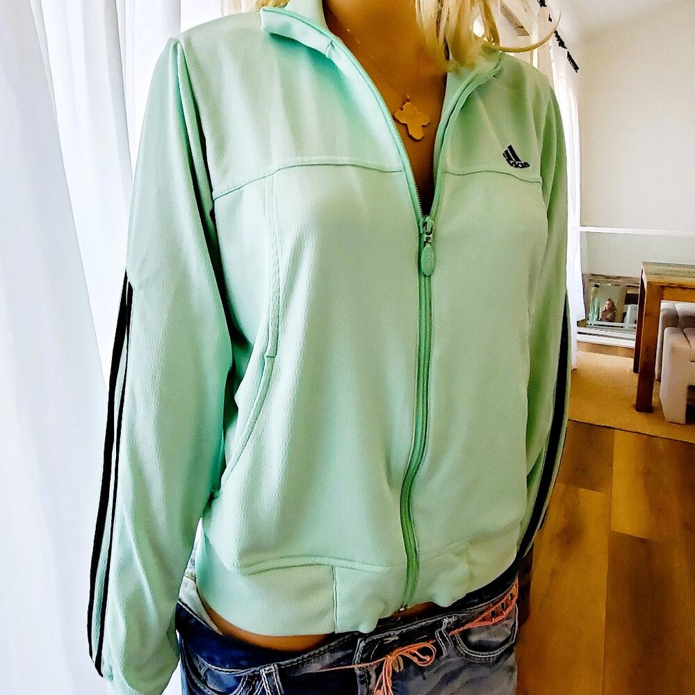 Adidas mint green with black detailing jacket Size Medium - Picture 7 of 11